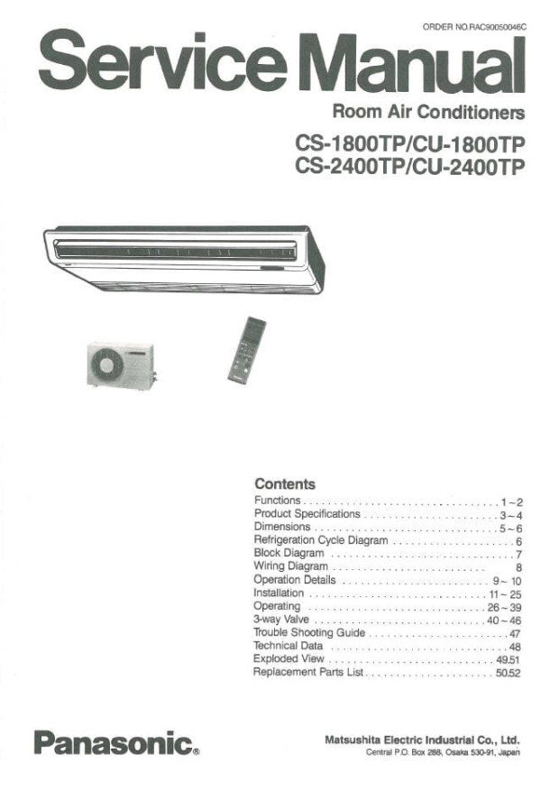 CS-1800TP, CS-2400TP, CU-1800TP, CU-2400TP